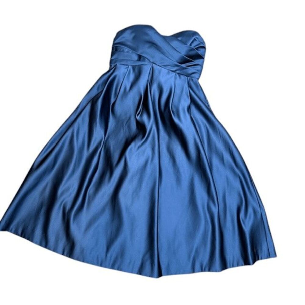 Melissa Sweet Strapless Cocktail Formal Dress Navy Blue Bow Back‎ Size 4